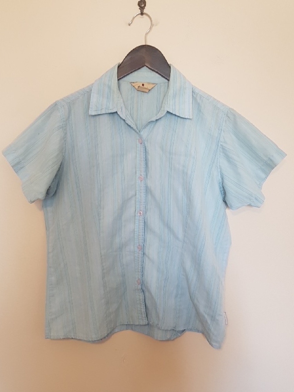 Woolrich Pale Blue Striped Short-Sleeve Button-Down Shirt